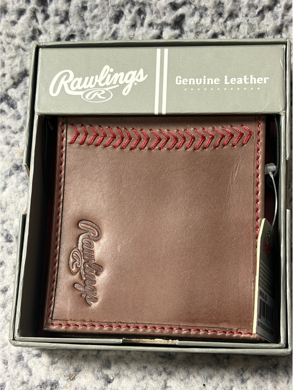 Rawlings Baseball Stitch Bifold Wallet Brown Genuine Leather MW485-200 NWT